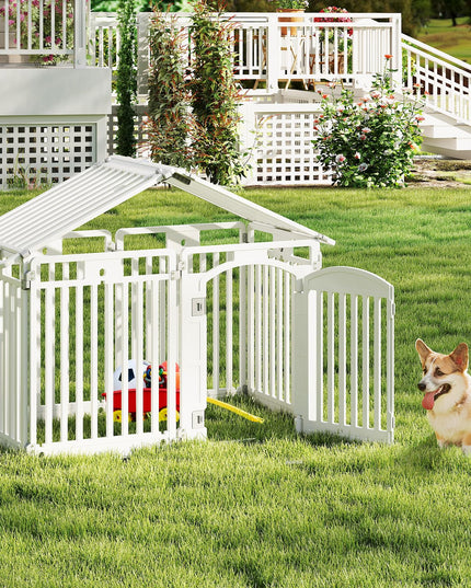 Giantex 32'' Tall Plastic Pet Fence with Lockable Door