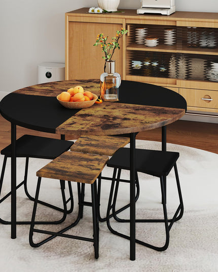 Giantex Ensemble de salle à manger 5 pièces pour 4 personnes Table de cuisine ronde de 119 cm et 4 tabourets