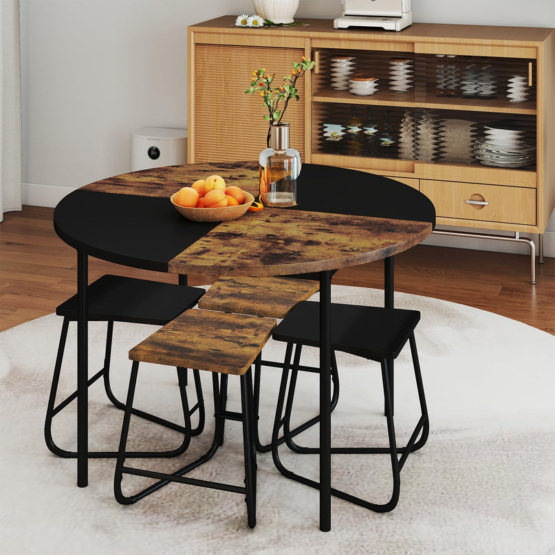 Giantex 5-Piece Dining Set for 4 47" Round Kitchen Table and 4 Stools
