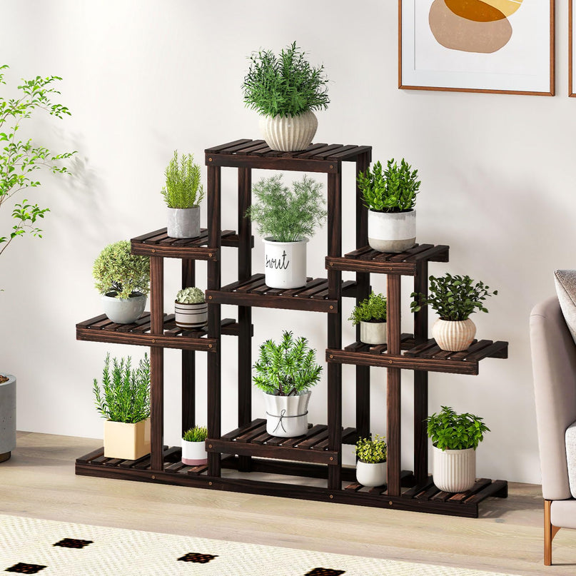 Giantex Plant Stand Indoor & Outdoor 6 Tier Wood Flower Pot Stand