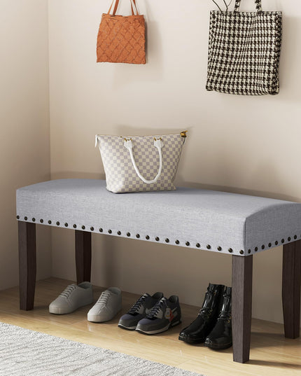 Giantex 42.5” Upholstered Entryway Bench, Set of 1/2 Dining Bench with Nailhead Trim