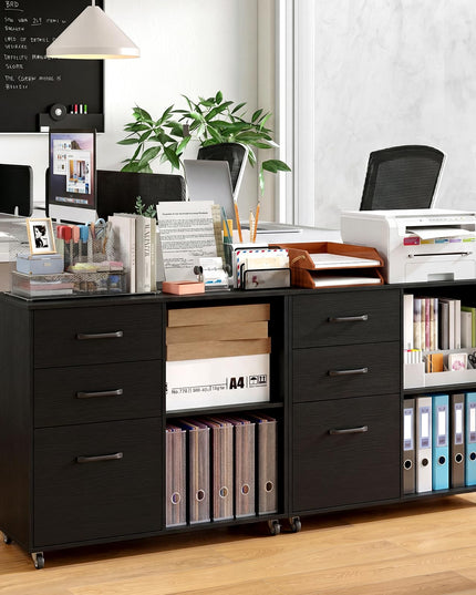 3-Drawer File Cabinet | Mobile Lateral Filing Cabinet with Wheels
