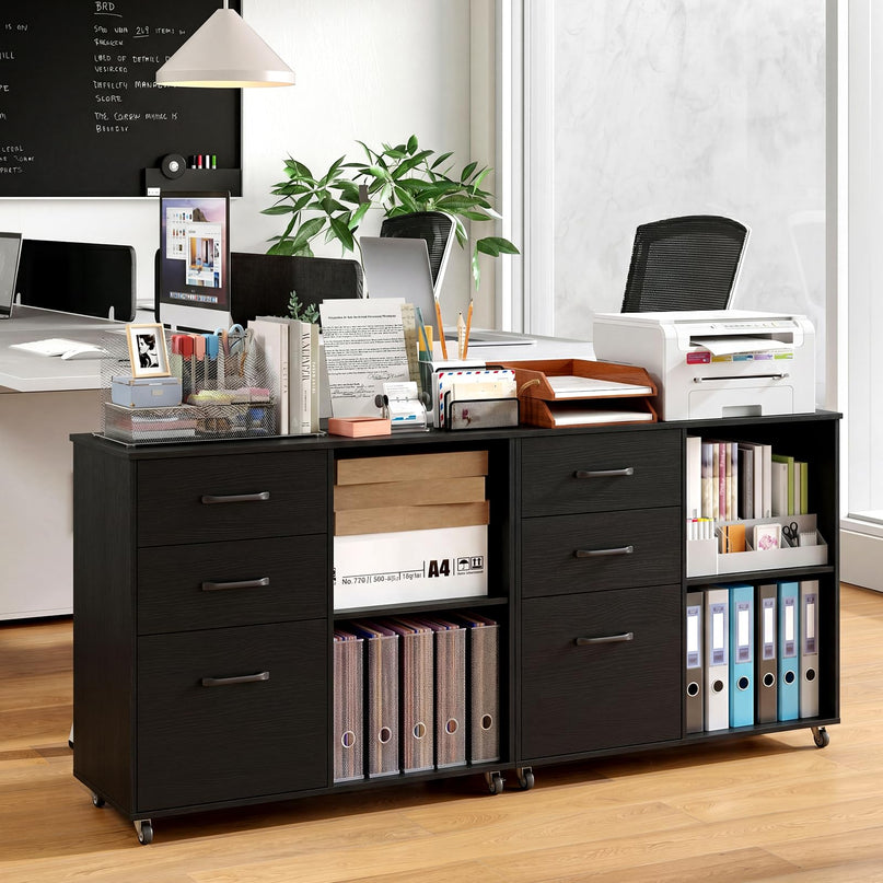 3-Drawer File Cabinet | Mobile Lateral Filing Cabinet with Wheels