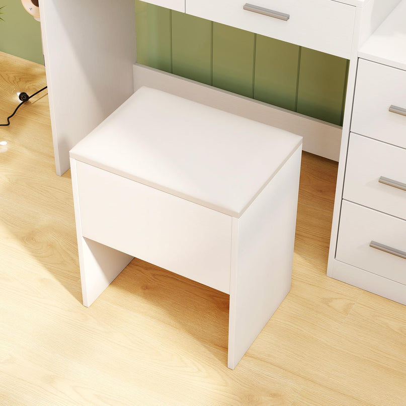 Vanity Stool with Hidden Storage with Soft Seat for Bedroom