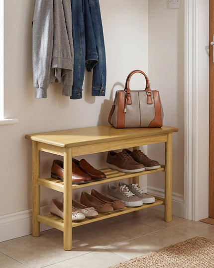 Banc à chaussures Giantex 3 niveaux avec étagères à lattes (30,5 x 61 x 43 cm)