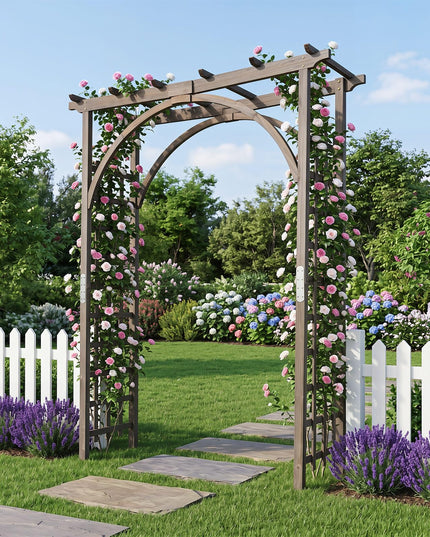 Giantex 213 cm Garden Arch Trellis with Flat Top for Climbing Plants