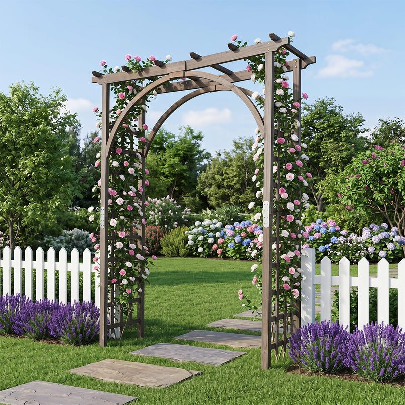 Giantex 213 cm Garden Arch Trellis with Flat Top for Climbing Plants