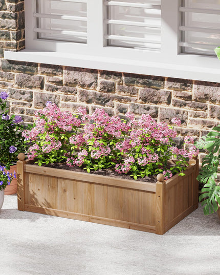 Wood Raised Garden Bed, 46” x 24” x 16” Rectangular Flower Box w/Drainage Holes