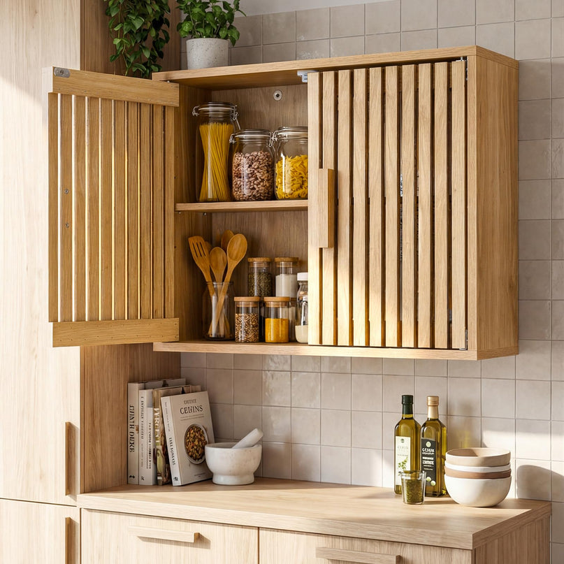 Giantex Bathroom Wall Cabinet Wall Mounted Wooden Medicine Cabinet