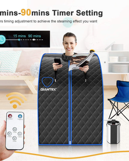 Giantex Portable Steam Sauna, Personal Therapeutic Sauna for Detox, Temperature & Timer Adjustable