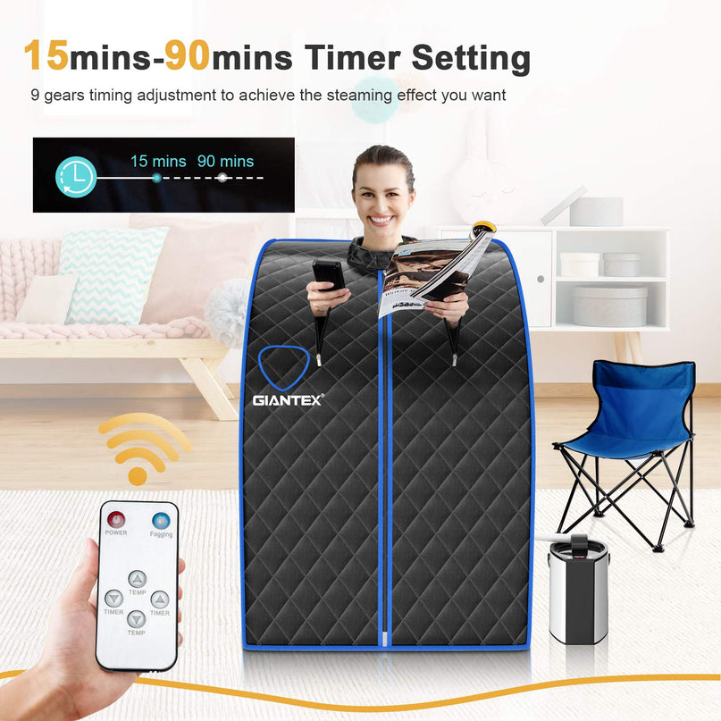 Giantex Portable Steam Sauna, Personal Therapeutic Sauna for Detox, Temperature & Timer Adjustable