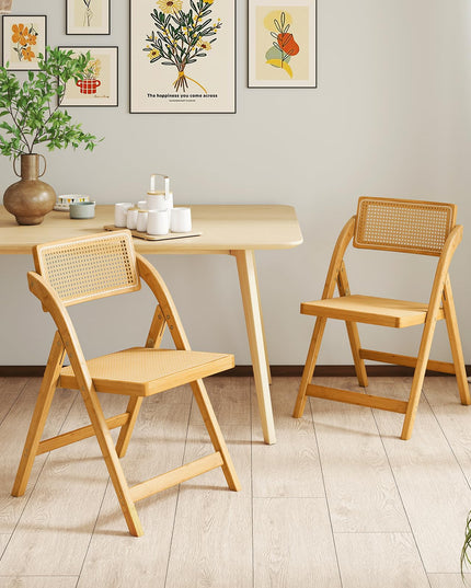 Giantex Rattan Folding Chairs Set with Rotatable Backrests