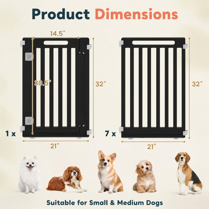 GIANTEX 32" Plastic Pet Fence with Lockable Door for Puppy