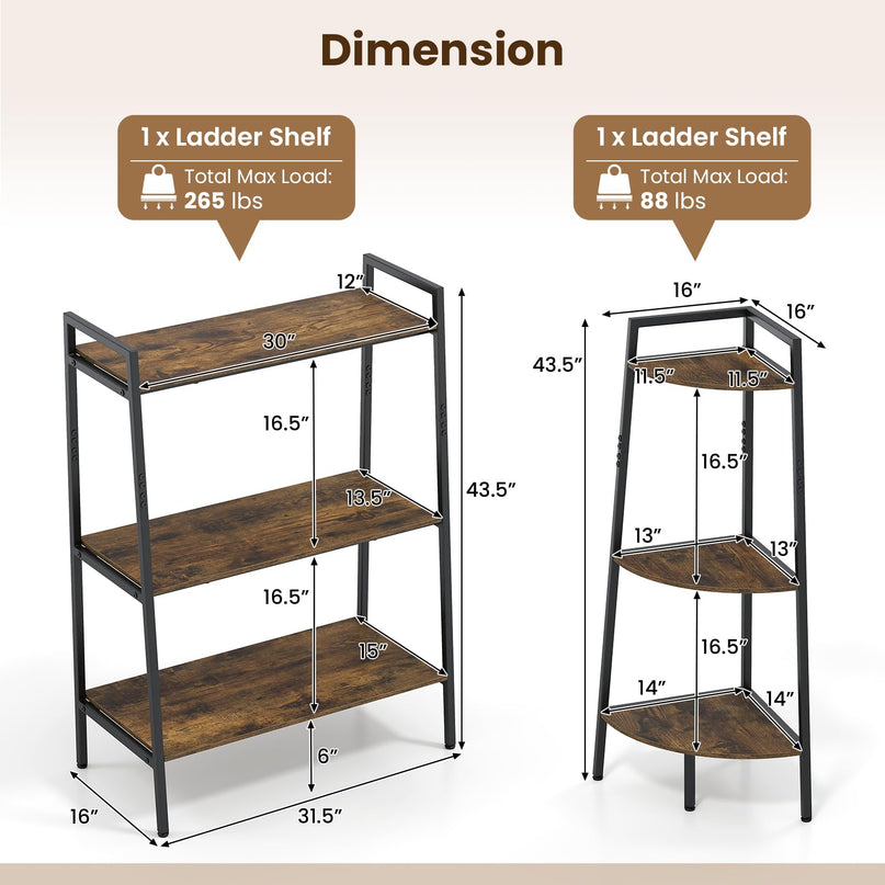 GIANTEX 3-Tier Ladder Shelf & Corner Shelf Set