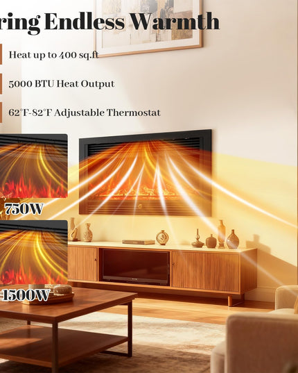 Insert de cheminée électrique Giantex 36" avec télécommande, 2 modes de chauffage et minuterie de 8h