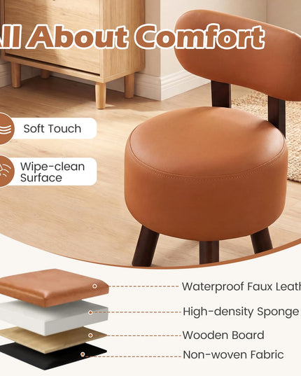 Giantex Small Footrest Stools Set of 2 Round Ottoman