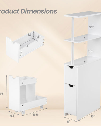Giantex Meuble de rangement mince | Organisateur de salle de bain autoportant étroit avec étagères ouvertes