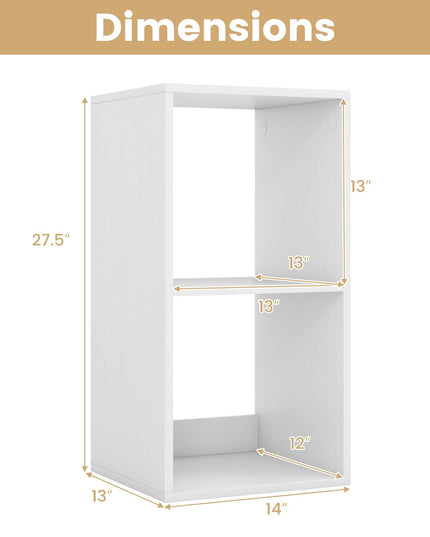 Giantex 2-Cube Bookcase, White Cubby Bookshelf w/Back Guardrail & Anti-Tipping Kits