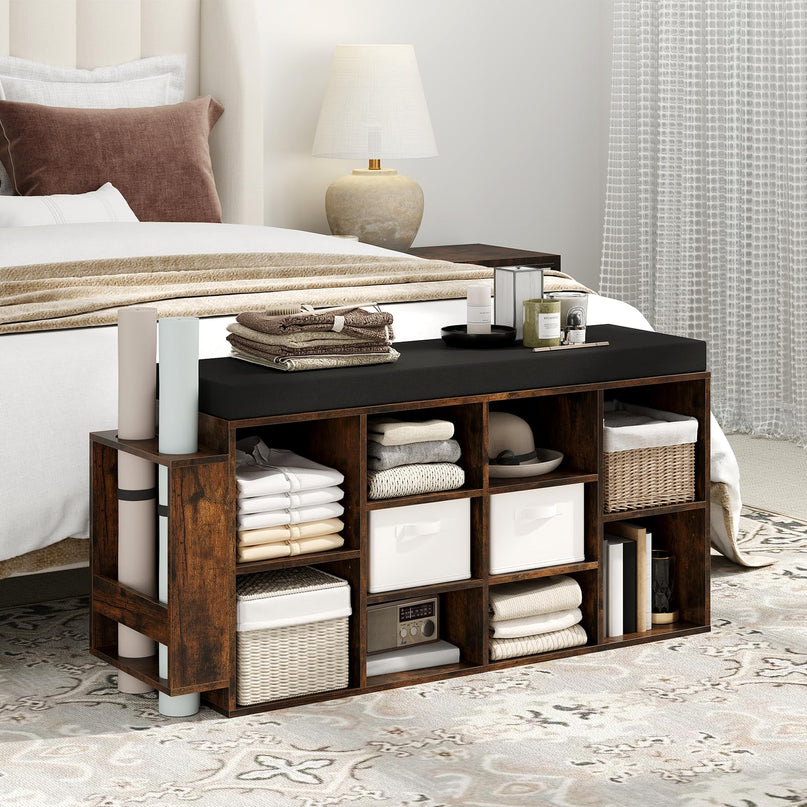 Giantex Shoe Storage Bench with Umbrella Stand 10-Cubby Entryway Shoe Rack