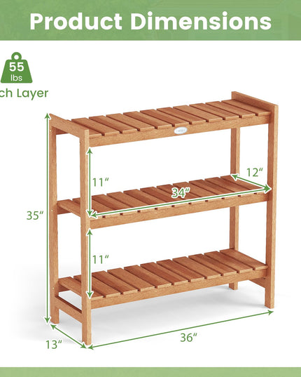Giantex 3-Tier Solid Wood Plant Stand Wooden Flower Pot Display Rack