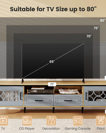 Giantex Wood TV Stand for TVs up to 80" Modern Entertainment Center