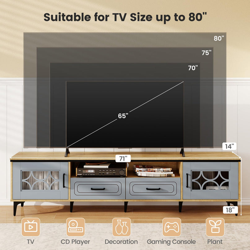 Giantex Wood TV Stand for TVs up to 80" Modern Entertainment Center