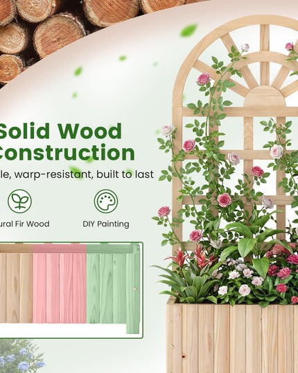 Jardinière surélevée d'extérieur Giantex 48" en bois de sapin avec écran d'intimité et trous de drainage