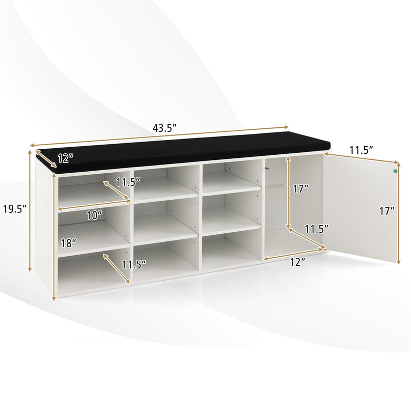 Giantex Shoe Bench, 3 Tier 9 Cubes Storage Bench with Adjustable Shelves (Rustic Brown)