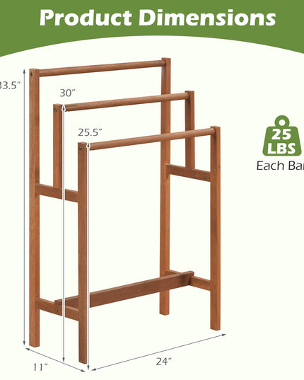 Giantex Freestanding Wooden Towel Rack Stand 3-Tier Bath Towel Drying Rack