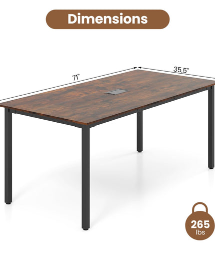 Giantex Modern 71" L x 35.5" W Large Meeting Table with Metal Frames for 8-10 People