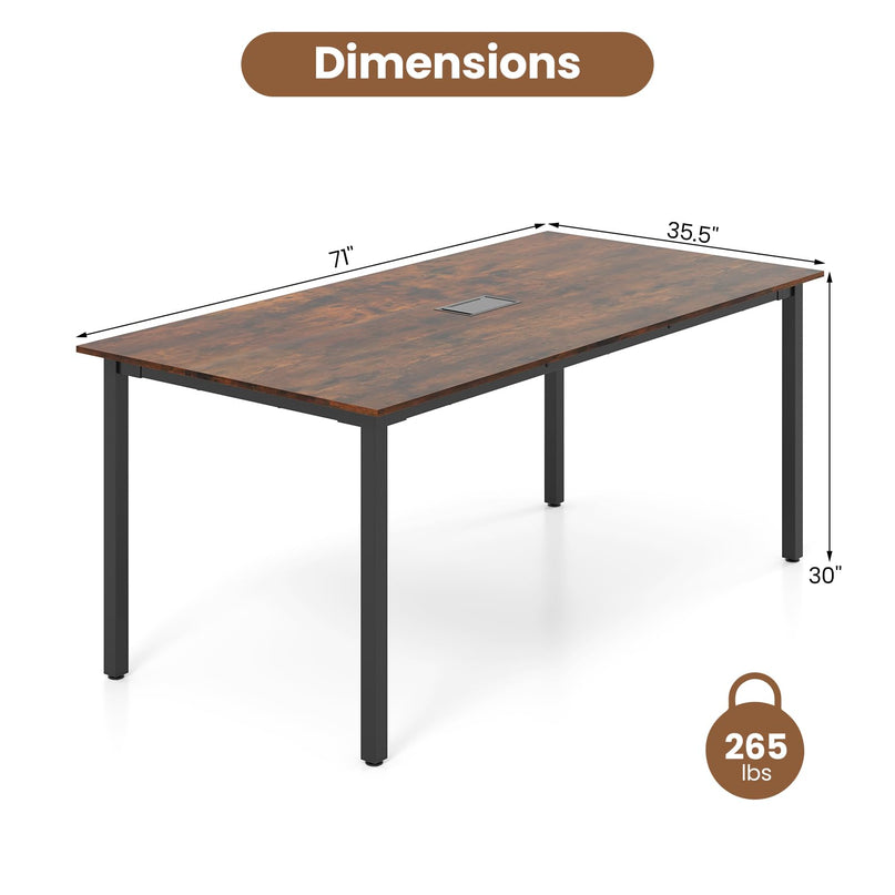 Giantex Modern 71" L x 35.5" W Large Meeting Table with Metal Frames for 8-10 People
