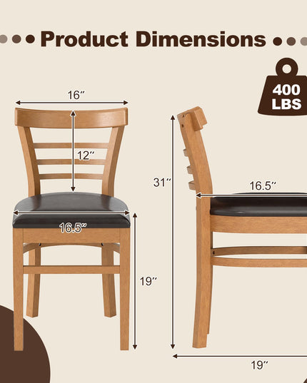 Giantex Wooden Dining Chairs Set of 2/4 w/Rubber Wood Legs