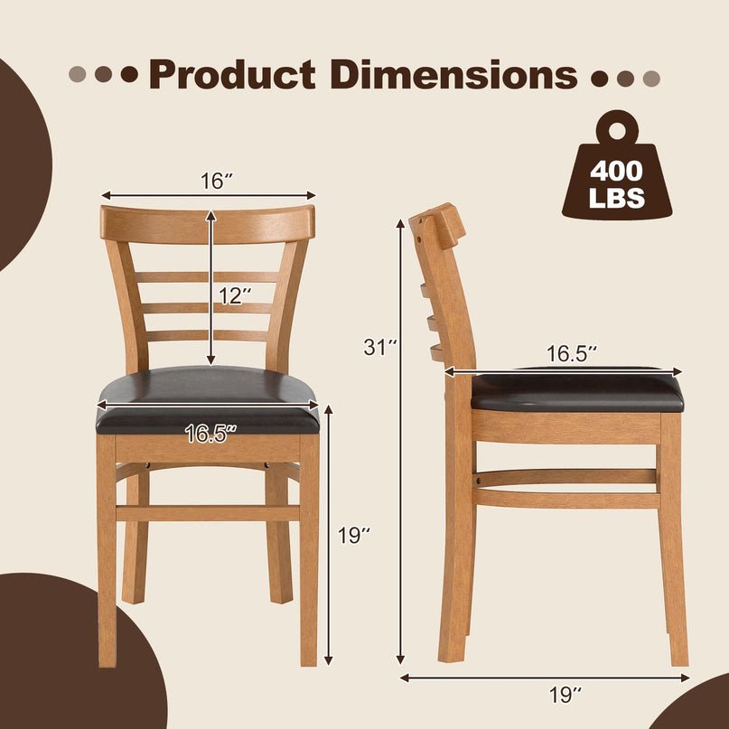 Giantex Wooden Dining Chairs Set of 2/4 w/Rubber Wood Legs