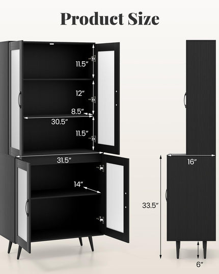 Giantex Kitchen Pantry Cabine with 4 Transparent Doors