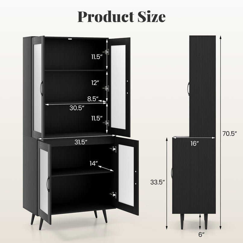 Giantex Kitchen Pantry Cabine with 4 Transparent Doors