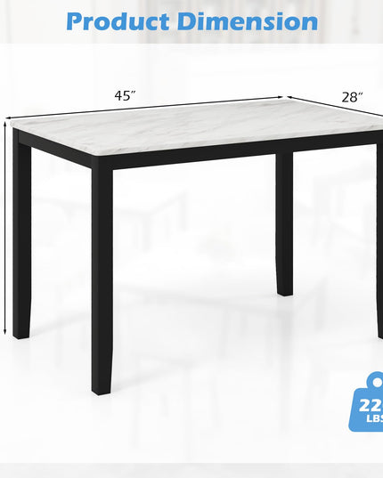 Giantex Dining Table for 4 People, 45" Rectangular Mid Century Kitchen Table with Faux Marble Tabletop