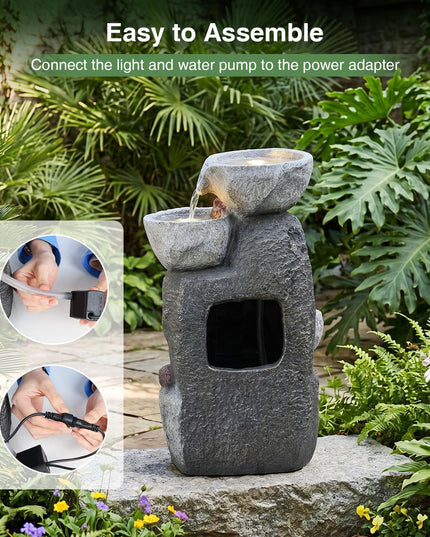 Giantex 5-Tier Outdoor Water Fountain with Lights