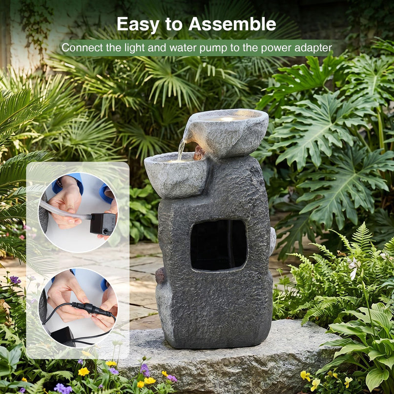 Giantex 5-Tier Outdoor Water Fountain with Lights