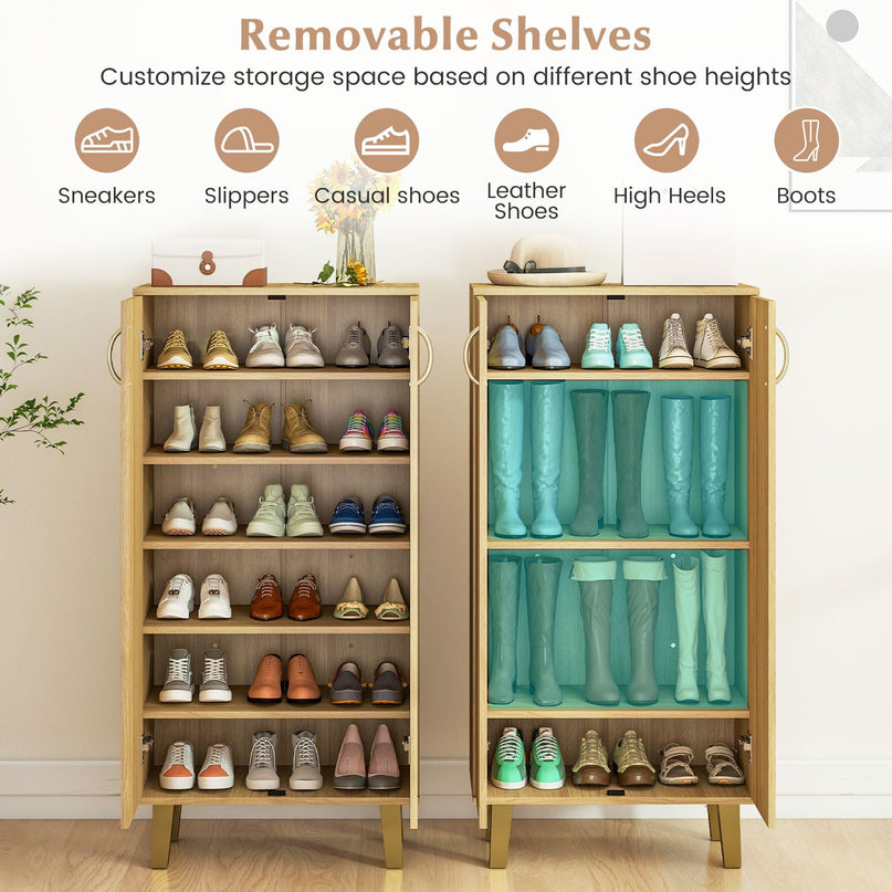 Giantex Shoe Cabinet with Removable Shelves for Living Room