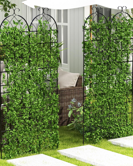 Giantex Lot de 2 treillis pour plantes grimpantes d'extérieur, 2,13 m de haut, en acier galvanisé