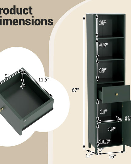 Giantex 67" Tall Bathroom Cabinet for Small Spaces