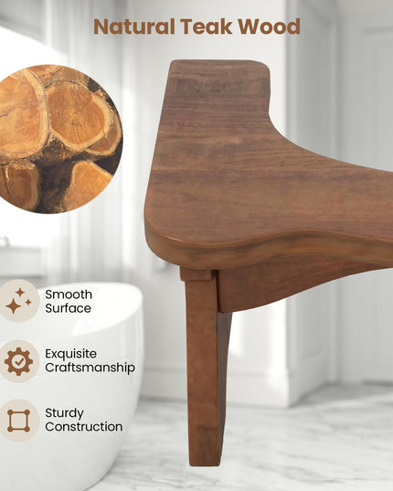 Giantex Teak Wood Toilet Stool - 7" Bathroom Squatting Stool