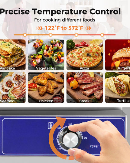 Giantex Commercial Electric Griddle 22" - 110V 2000W Countertop Griddle with Cast Iron Griddle Plate & Stainless Steel Frame