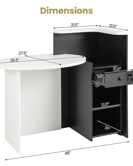 Giantex Front Counter Desk with Lockable Drawer for Office Beauty Salon