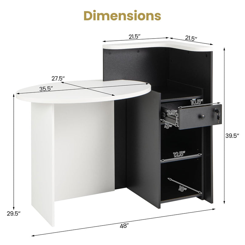 Giantex Front Counter Desk with Lockable Drawer for Office Beauty Salon
