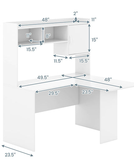 Giantex L Shaped Desk with Hutch, Corner Computer Desk with Storage Shelf & Cabinet