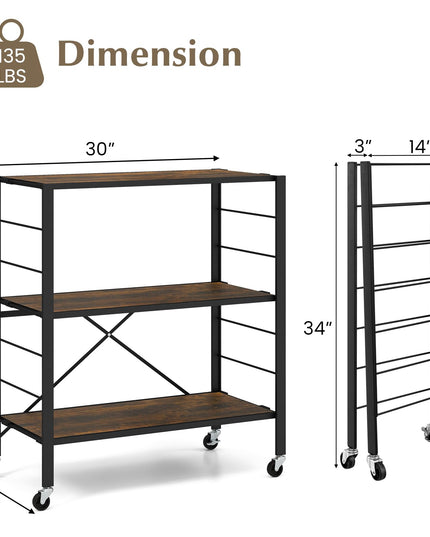 Giantex Folding Bookshelf with Wheels