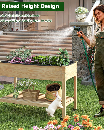 Giantex Jardinières surélevées mobiles Lot de 1/2 jardinières en bois