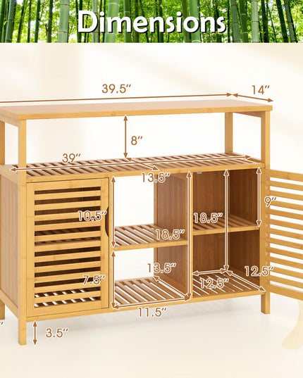 Giantex Bamboo Bathroom Storage Cabinet for Living Room Entryway Kitchen Dining Room