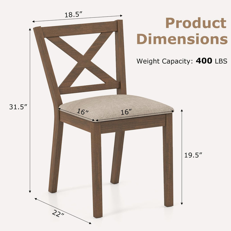 Giantex Wooden Dining Chairs Set of 2/4 with Rubber Wood Legs